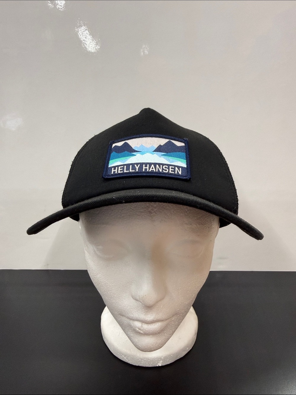 Helly Hansen SnapBack Black Baseball Cap with Blue Mountain Patch